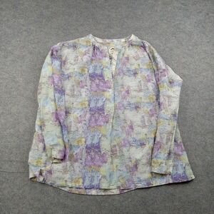 Ganesh Blouse Womens Large Multicolor Geometric Long Sleeve Tunic Top Boho